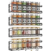 Bunoxea Spice Rack Wall Mounted 4 Pack,Space-Saving Spice Organizer for Spice Jars and Seasonings,Screw or Adhesive Hanging Spice Rack Organizer for Your Kitchen Cabinet,Pantry Door,11.41x2.75x2.75in