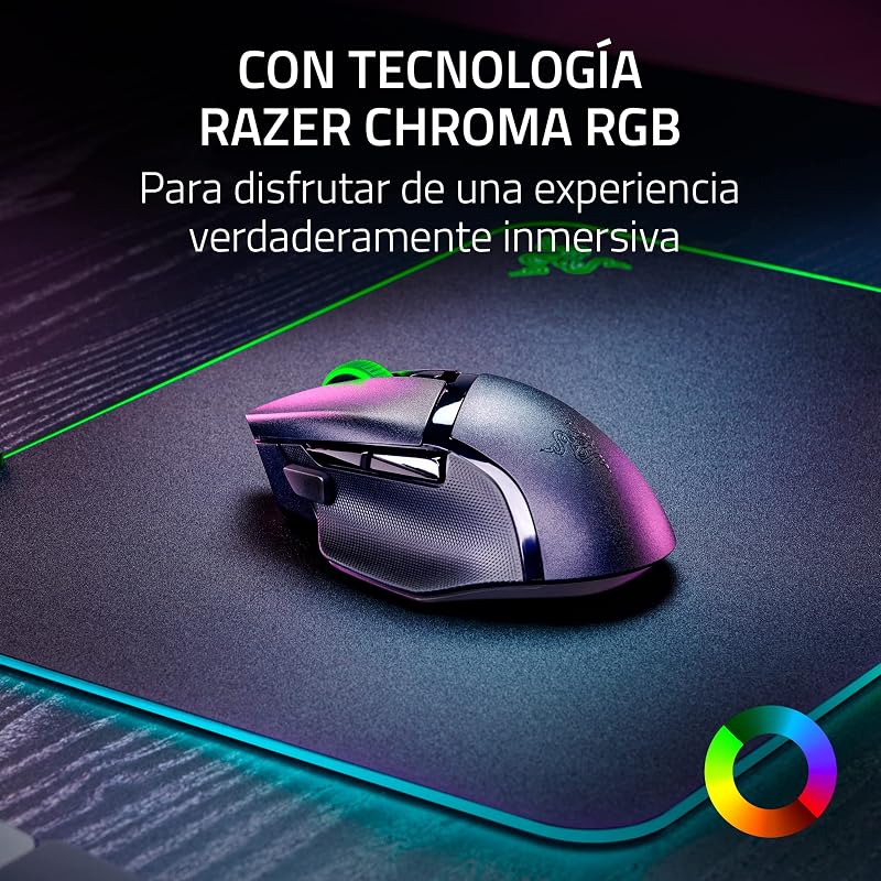 Basilisk V3 X HyperSpeed - Mouse da gioco Wireless personalizzabile (Forma ergonomica con 9 controlli personalizzabili, HyperSpeed Wireless, Bluetooth, Sensore Ottico avanzato 5G 18K) Nero