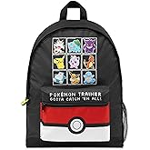 Pokemon Backpack for Kids Teens Boys Girls Pikachu Anime Bookbag Daypack Bag School Sports Gifts for Kids (Black/Red)
