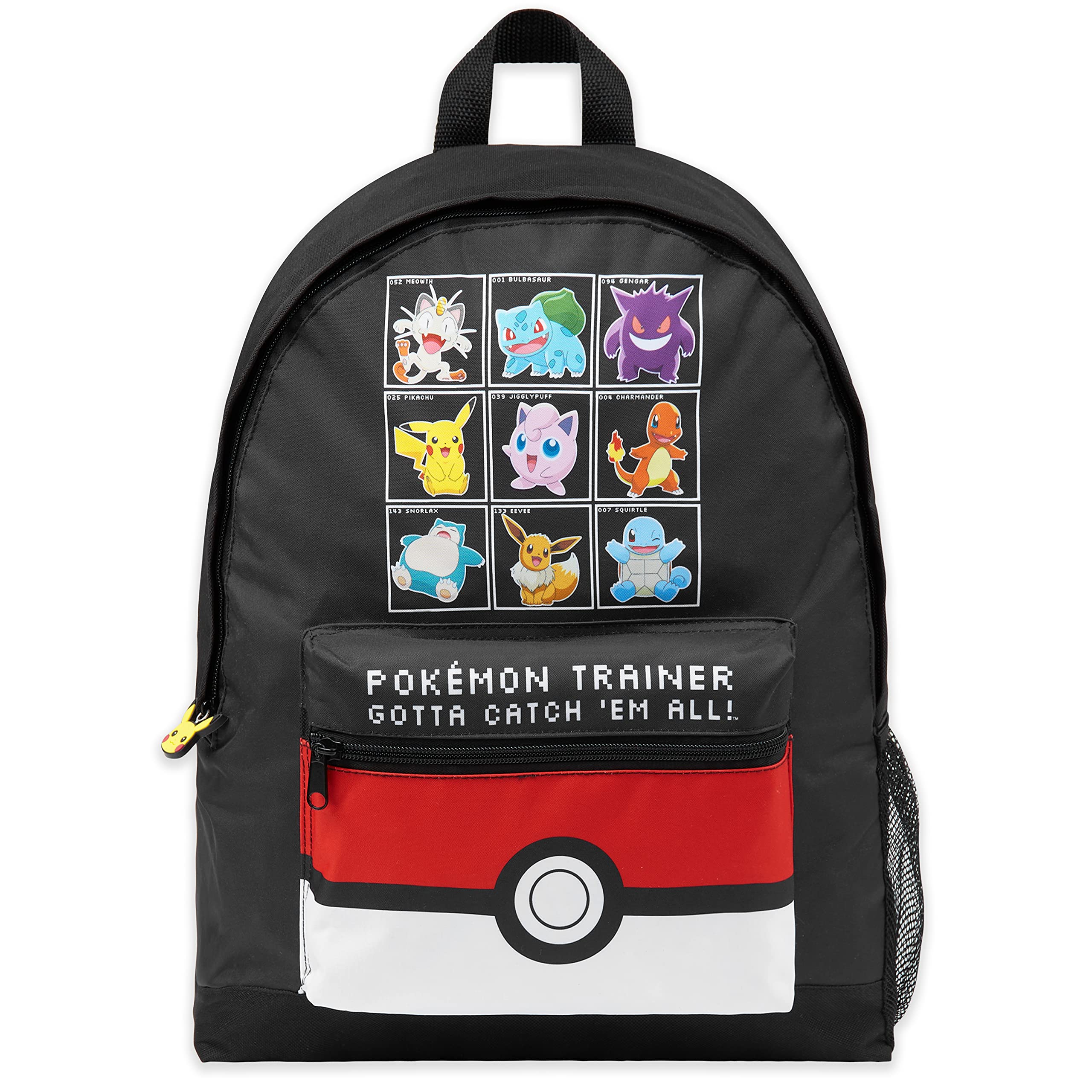 Pokemon Backpack for Kids Teenagers Pikachu Rucksack School Bag with Zipped Pockets Adjustable Straps Charizard Daypack for Travel Sports Anime Gifts (Black/Red) — image 1