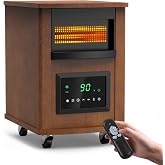 RealSmart Infrared Space Heater 1500W Electric Heater for Indoor Use | Remote Control, Thermostat &amp; ECO Mode, Timer, Tip-Over &amp; Overheat Protection, Dust Cover, Wheels