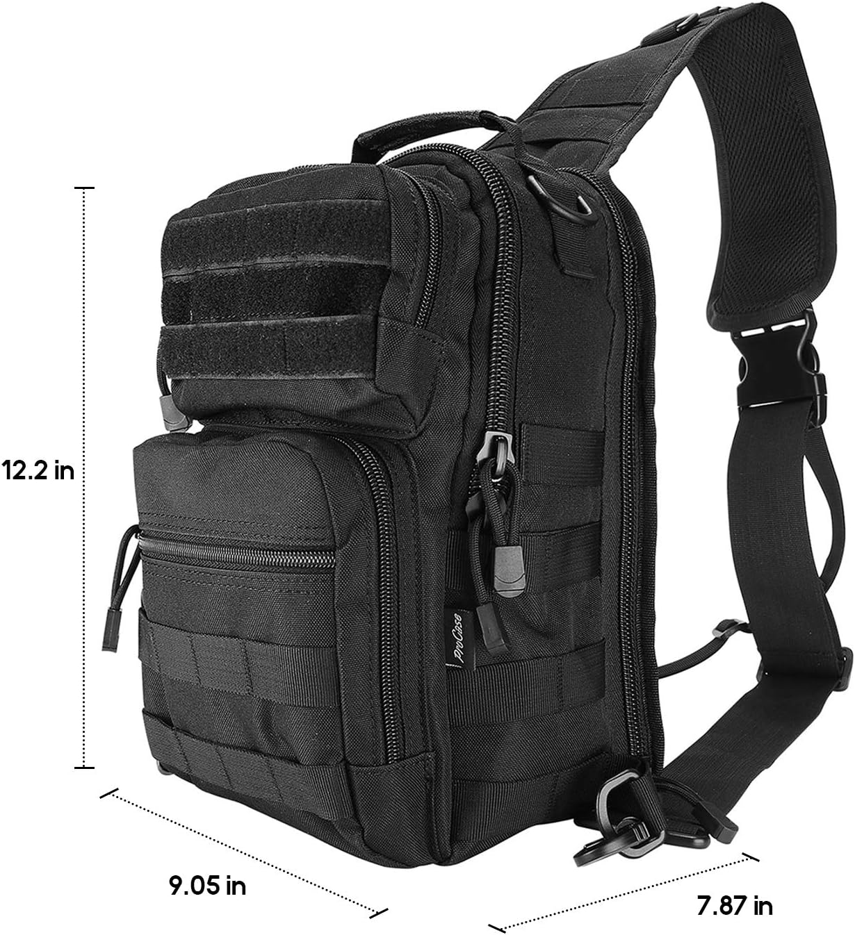 ProCase Tactical Sling Bag Pack with Pistol Holster, Military Rover Sling Shoulder Backpack Outdoor Sport Daypack for Hunting, Trekking and Camping -Black : Sports & Outdoors