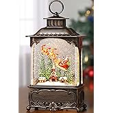 Blansong Christmas Snow Globe Lantern Santa Claus Christmas Eve Decorations Gifts Auto Snowfall Glitter Music Collection Church Snowy Village with 6H Timer USB/Battery Powered 10.2 inch