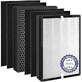 Popurure TT-AP007 Replacement Filter Compatible with TaoTronics TT-AP007 Air Purifier, 2 True 4-Stage High-efficiency Activated Carbon + 4 Pre-Filters