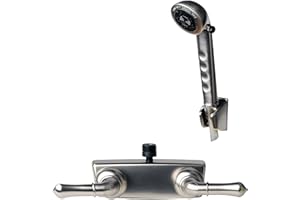 Laguna Brass 3220BN/4120BN RV/Motorhome Two Handle Non-Metallic Shower Diverter Valve with Matching Hand Shower Set