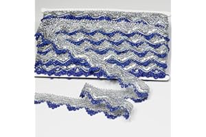 dlboboai Shiny Silver Sequins Lace Trim Polyester Braided Ribbon 14 Yards 35mm Wide for Sewing Crafts Clothing Curtains Accessories Lampshade Home DIY Decoration (Blue-Silver, 35mm Wide)