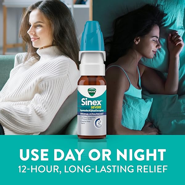 VICKS SINEX SEVERE ALLERGY & SINUS NASAL SPRAY, ORIGINAL ULTRA FINE MIST, DECONGESTANT RELIEF FROM NASAL CONGESTION, SINUS PRESSURE RELIEF, 265 SPRAYS (2 COUNT)