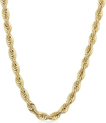 Amazon Kooljewelry 14kイエローゴールド 5mm ロープチェーンネックレス メンズ 24 26 30インチ ジュエリー 通販