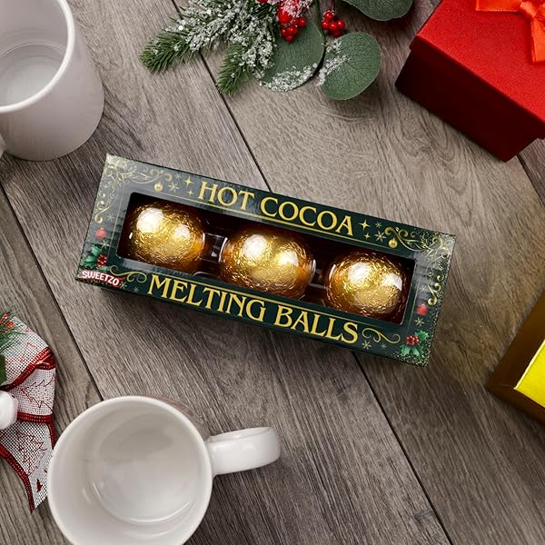 HOT COCOA MELTING BALLS WITH MINI MARSHMALLOWS, CREAMY MILK CHOCOLATE MELTS, INDIVIDUALLY WRAPPED, CHRISTMAS STOCKING STUFFERS, 3 COUNT (PACK OF 2)