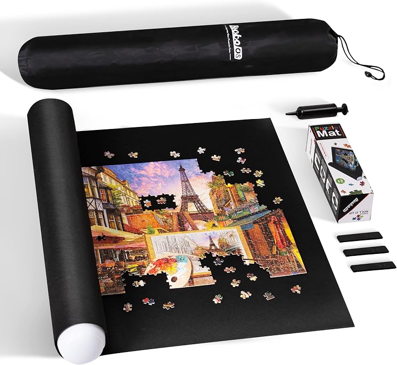 Becko US 2000-Piece Jigsaw Puzzle Mat Roll Up with Pump & Storage Bag