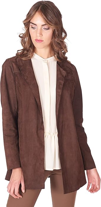 veste longue marron femme