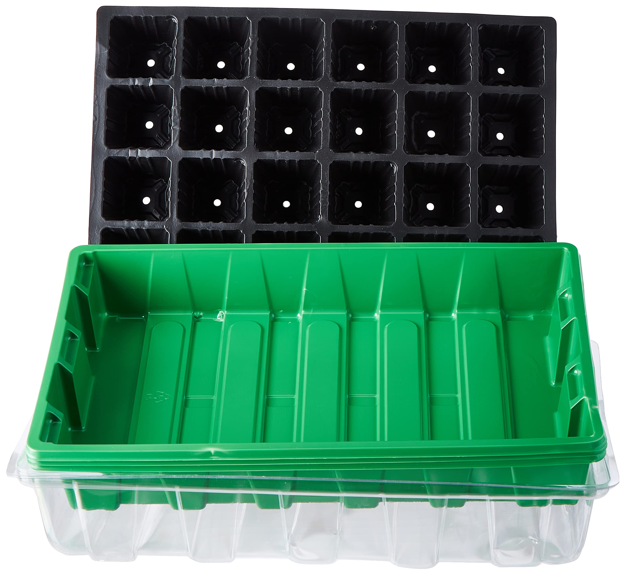 Flower 55046 -Large Greenhouse with 3 pieces, Transparent / Green, 37.5x25x8 cm