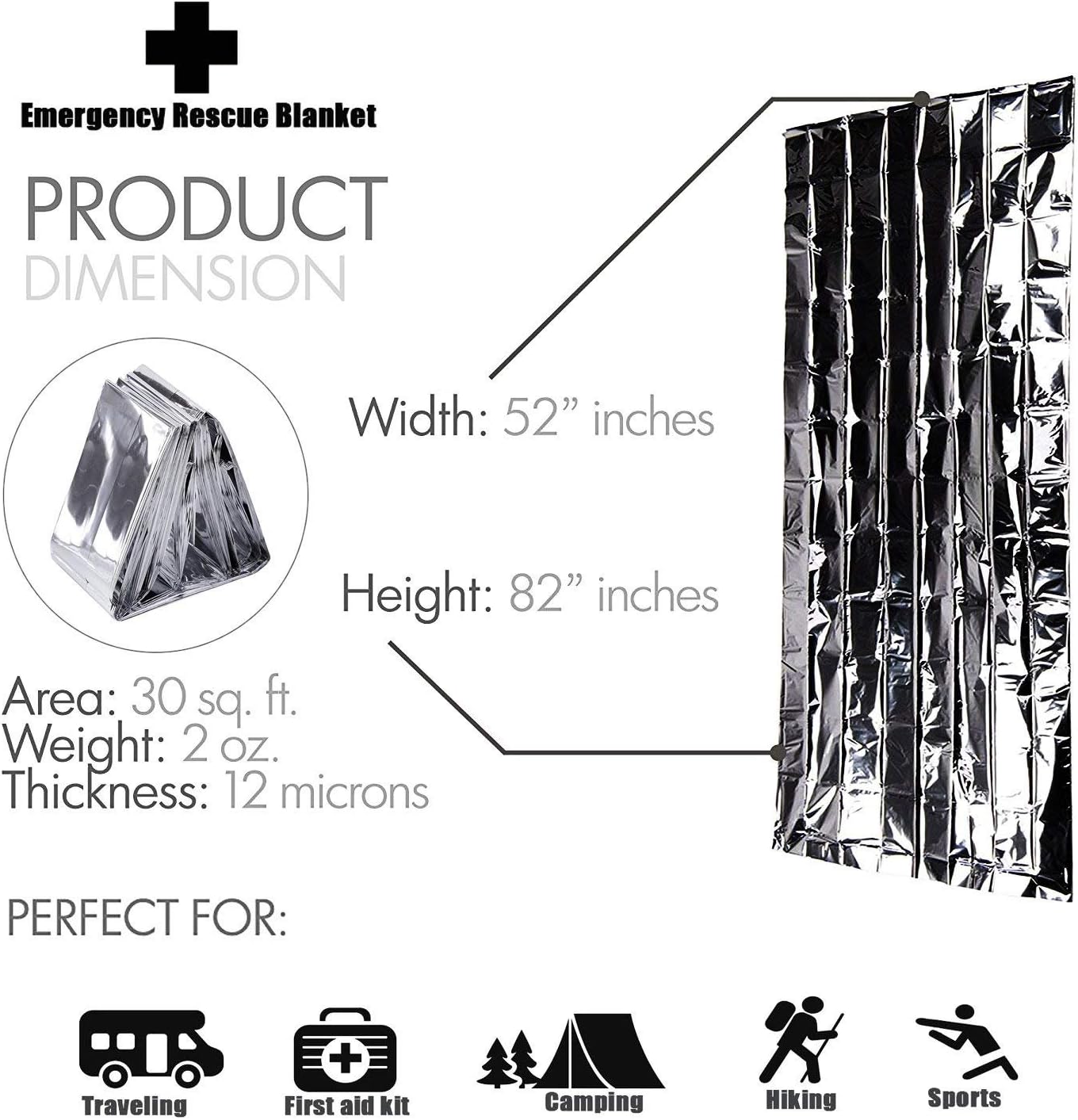 General Medi Emergency Blanket (12-Pack),Emergency Foil Blanket– Perfect for Outdoors, Hiking, Survival, Marathons or First Aid: Home & Kitchen