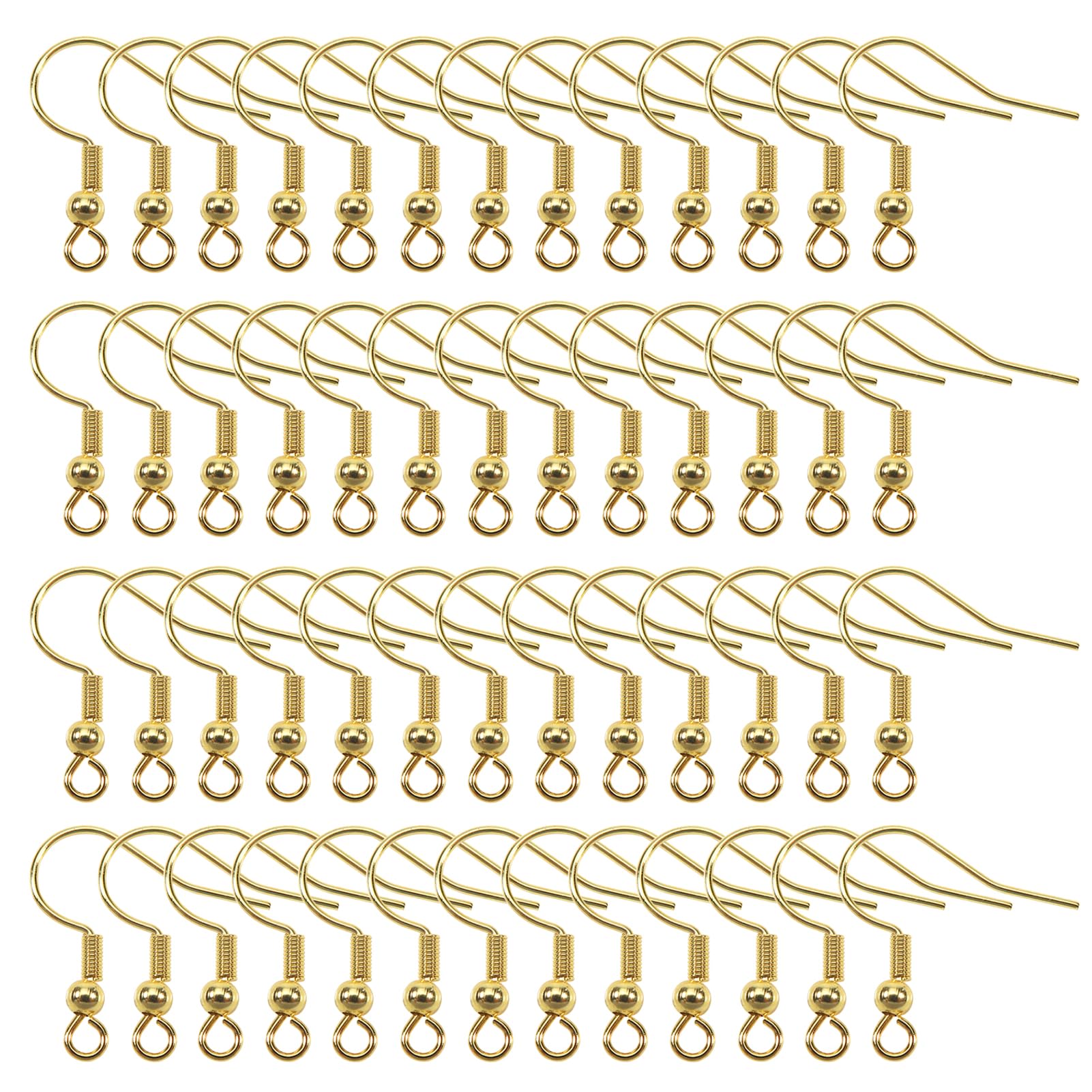 TOAOB 100 Pieces 18 x 19 mm Stainless Steel Gold Earring Hooks Ear Hooks with Ball and Coil Multicoloured for DIY Earrings Jewellery Making