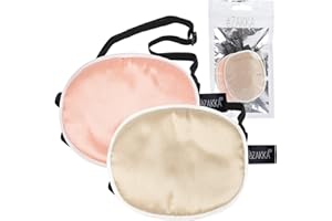 eZAKKA Eye Patches for Women Adults Kids Left Right Eyes, 2PCS Silk Eye Patch Medical Eyepatches for Lazy Eye After Surgery (M, Brown+Orange)