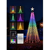 AHAWILL 5FT Christmas Cone Tree,Smart RGB LED Lights with App & Remote Control,Music-synced and DIY Multicolor String Lights,Indoor & Outdoor Waterproof Christmas Decoration Lights for House