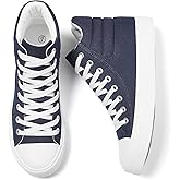 POVOGER High Top Sneakers for Women White Womens High Tops Canvas Shoes Black Fashion Sneakers Casual Lace up Tennis Shoes