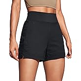 CRZ YOGA Women's Lightweight Mid Rise Hiking Shorts 4'' - Stretch for Athletic Summer Travel Outdoor Golf with Zip Pockets