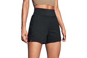 CRZ YOGA Women's Lightweight Mid Rise Hiking Shorts 4'' - Stretch for Athletic Summer Travel Outdoor Golf with Zip Pockets