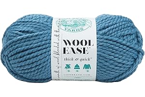 Lion Brand Yarn Wool-Ease Thick & Quick Yarn, Soft and Bulky Yarn for Knitting, Crocheting, and Crafting, 1 Skein, Air Force