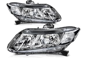 LBRST Headlight assembly Fit For Honda Civic 2012-2015 Clear Lens Black Housing Clear Reflector Driver Side 33150TR0A01 33400