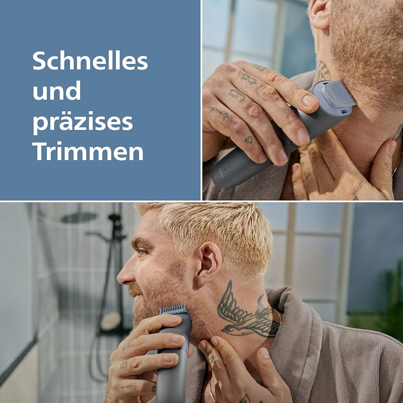 Bartschneider 3000er-Serie – selbstschärfende Klingen mit abgerundeten Spitzen, 20 Längeneinstellungen, Lift&Trim-Kamm, 100% wasserdicht, Akkuanzeige, USB-Ladegerät, Modell BT3619/15
