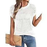 Ivicoer Womens Spring Summer Tops Crochet Cap Sleeve Sweater Hollow Out Beach Vacation Clothes Trendy 2026 Loose Fit