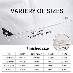 TARPAL 10'x20' White Tarp Waterproof 7.5