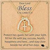 Lydow Confirmation Easter First Communion Cross Necklace for Girls Daughter Granddaughter, Christian Religious Catholic Gifts 16 + 3 Inches