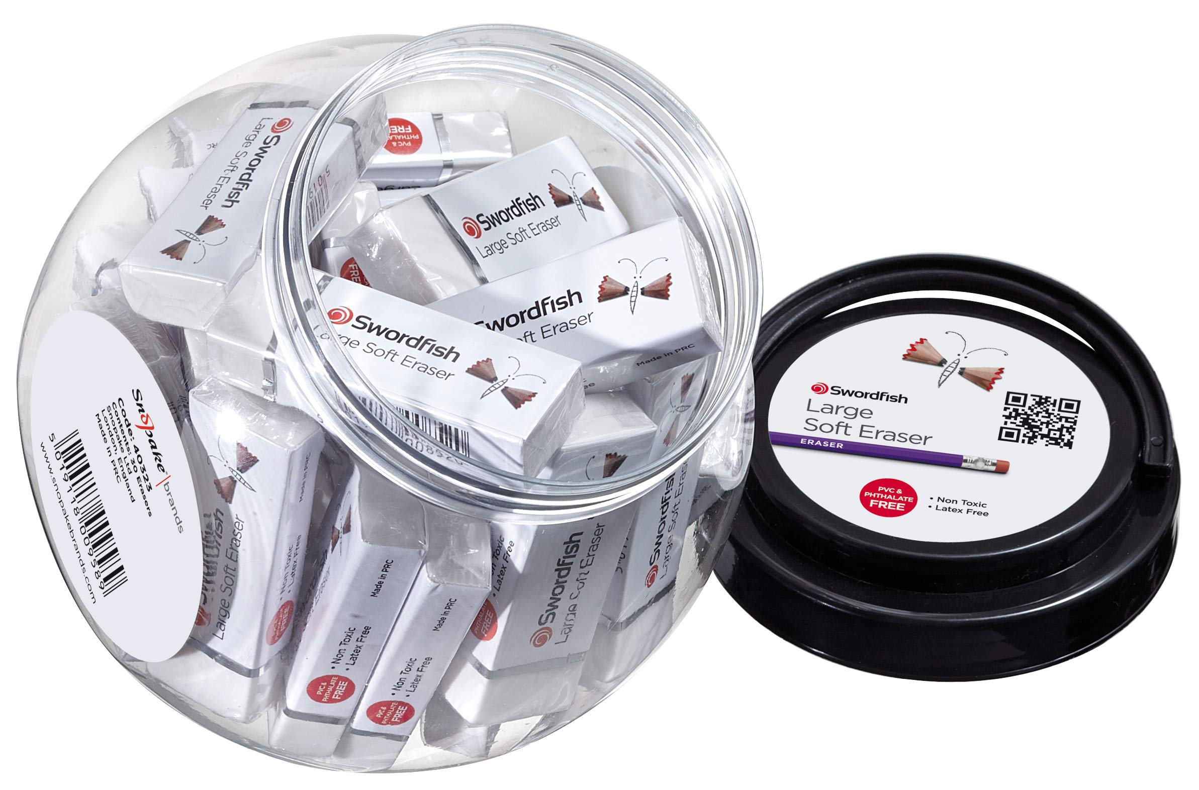 Swordfish ‘Large Soft’ Eraser [Tub of 30] PVC and Phthalate Free Eraser [40323]
