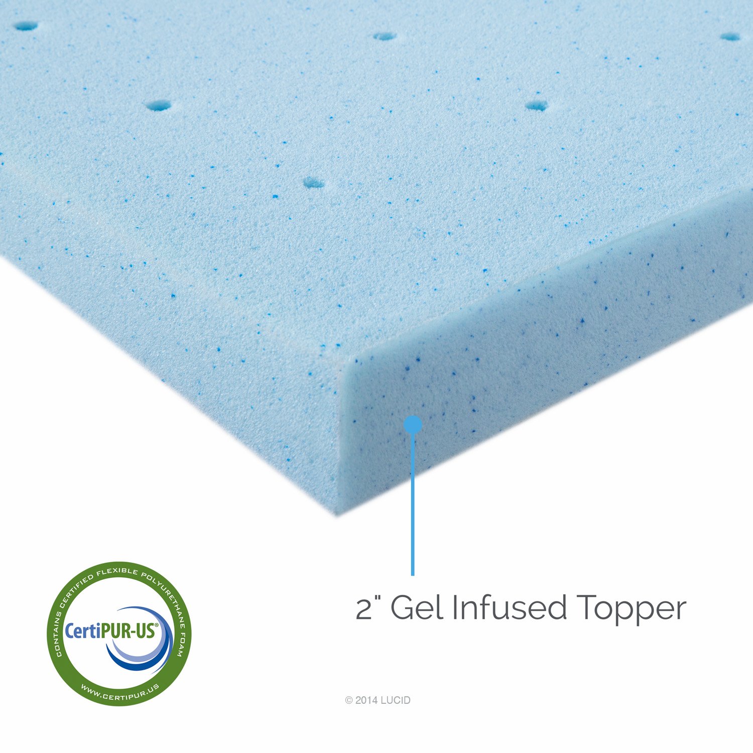 LUCID 2 Inch Gel Infused Ventilated Memory Foam Mattress Topper 3