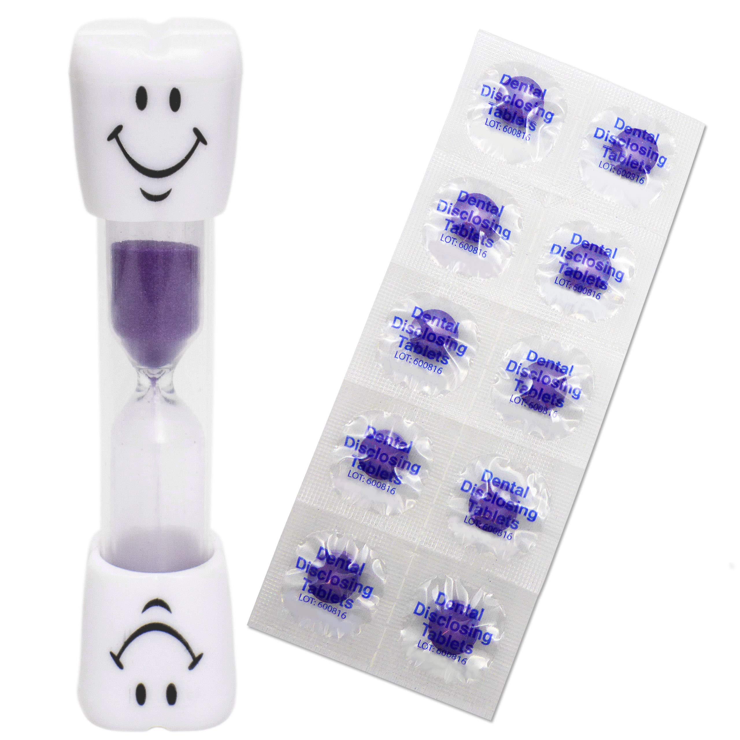 Smile Toothbrush Timer & 10 Disclosing Tablets (Purple)