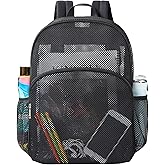 gdbis Heavy Duty Mesh Backpack, Semi- Transparent College Bookbag with Adjustable Padded Shoulder Straps, Lightweight Casual Daypack for College Workpalce Security - Black