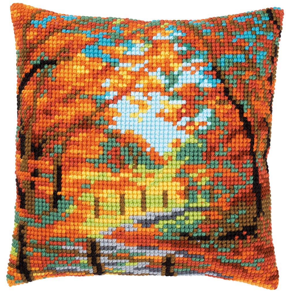 Vervaco Cross Stitch Cushion Kit: Autumn Landscape, 40 x 40cm PN-0155863
