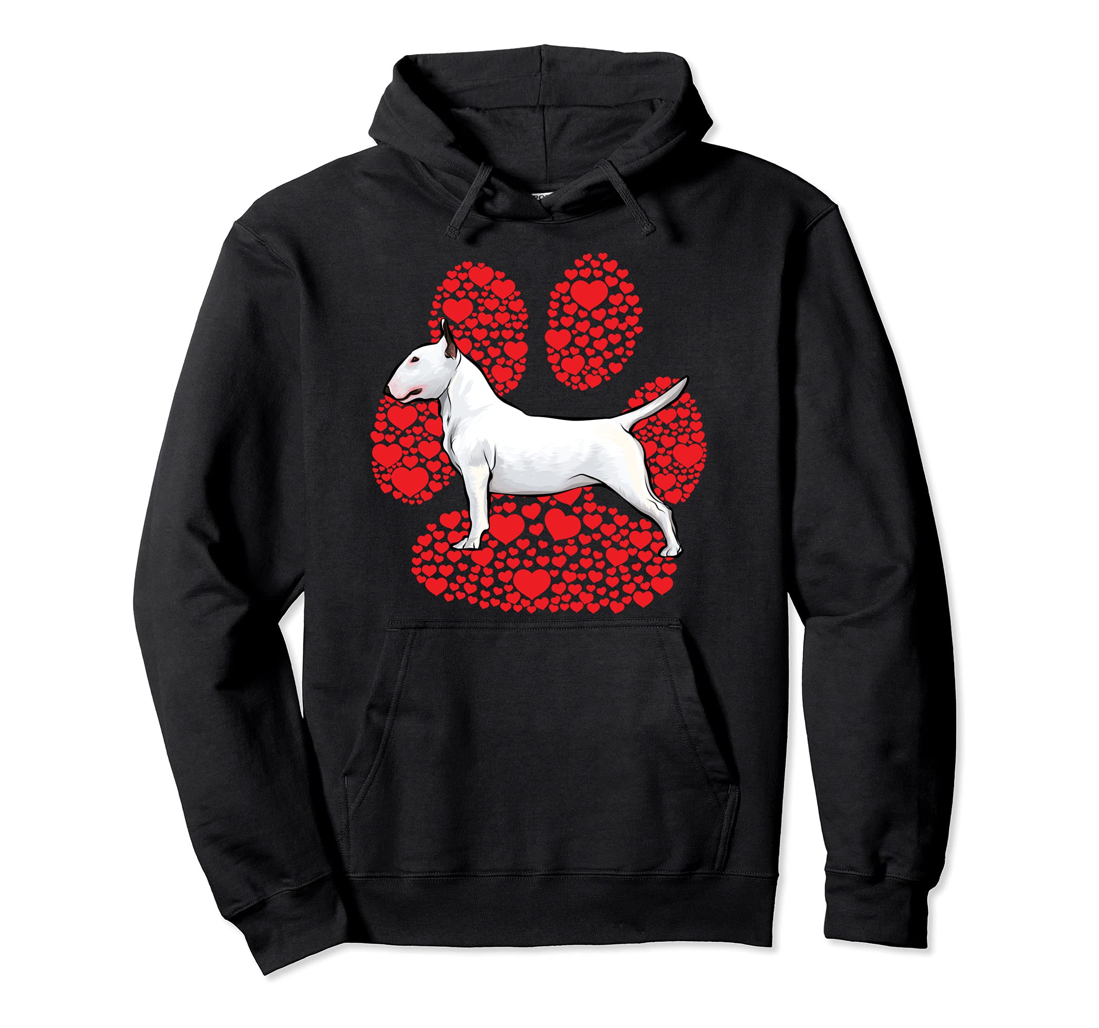 Bull Terrier Valentines Day Dog Love Paw Pullover Hoodie