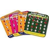 Regal Games Finger-Tip Shutter Bingo Cards with Sliding Windows - Interstate Bingo & Auto Bingo Game - Assorted Colors Travel Bingo Game Set Kids - Reusable, No Chips & Daubers Needed - 4 Packs