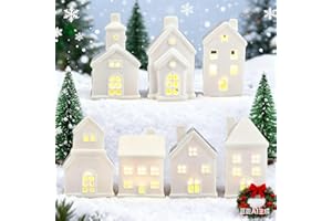Christmas Decorations - Christmas Village Sets,Lighted LED Christmas Village Houses,Indoor White Ceramic Christmas Village Ho