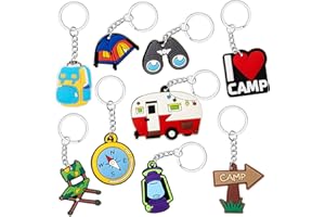 Sasylvia 36 Pcs Camping Party Favors Keychain 9 Styles Camping Theme Birthday Party Decorations Christmas Gift for Women Men Accessories