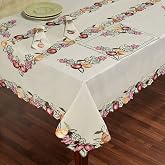 Touch of Class Fruitful Embroidered Oatmeal Dining Table Linens 70 x 126 Tablecloth