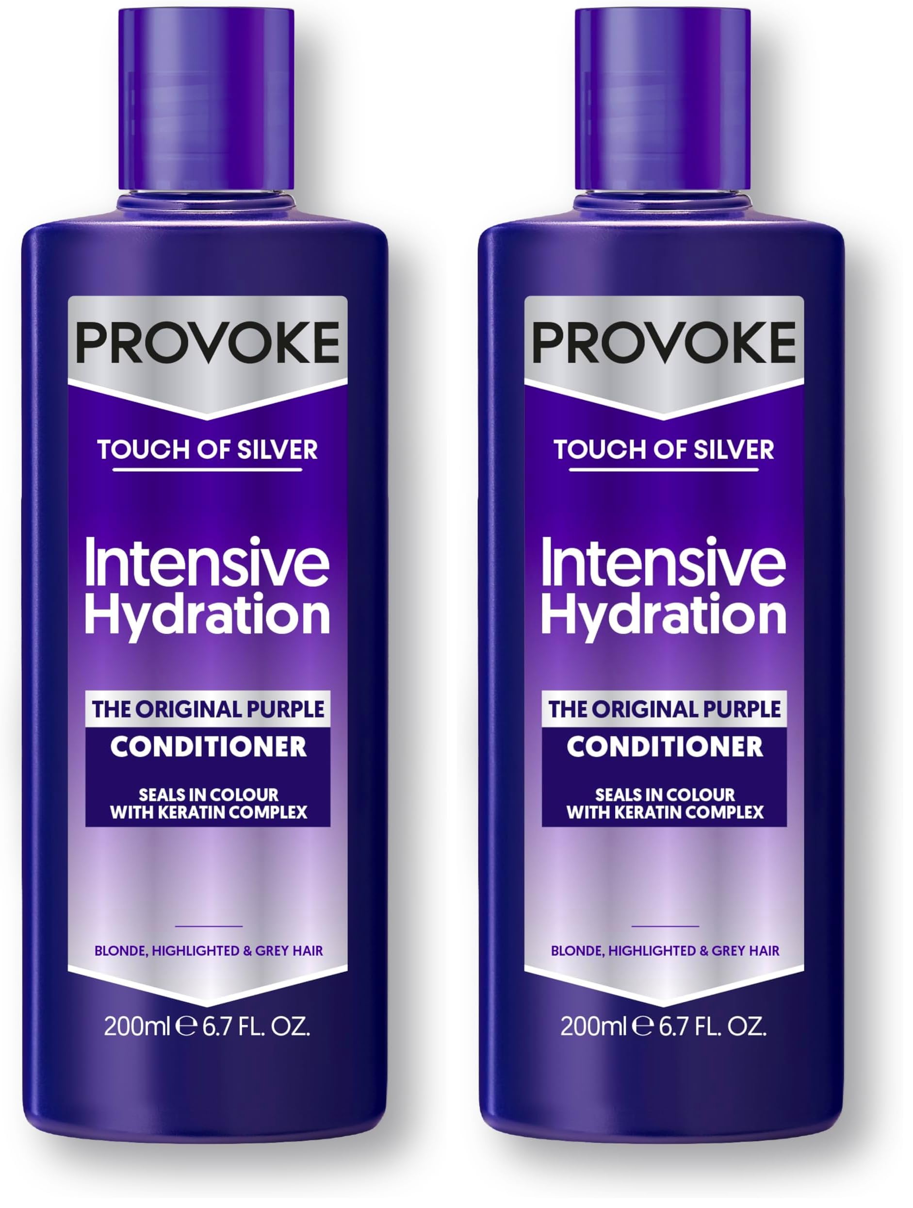 PROVOKE Touch of Silver Intensive Conditioner - for Blonde, Platinum, White or Grey Hair - 200 ml (Pack of 2)