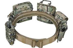 BOMTURN Tactical Battle Belt with Pouches Accessories Law Enforcement Duty Combat Military Utility Police Belt 8ps