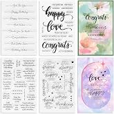 UCEC 4 Sheets Clear Stamps with Scripture, Silicone Stamp for Card Making | Words Clear Silicone Stamps &amp; Thanksgiving Stamps for Card Making with Greeting Patterns for Valentine's, Christmas, Birthday