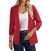 GRACE KARIN Women 3/4 Sleeve Sweater Blazer, Lightweight Open Front Cardigan, Knit Jackets Business Casual with Pockets