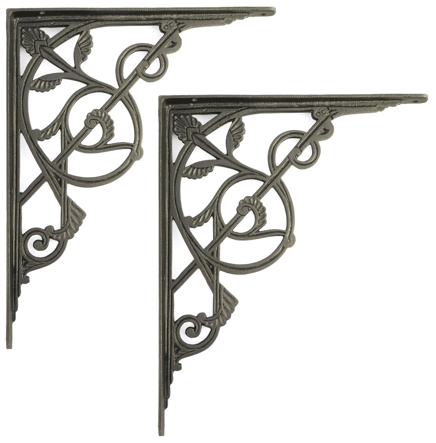 Pair of Very Large Cast Iron Trellis Shelf Brackets (30cm / 12