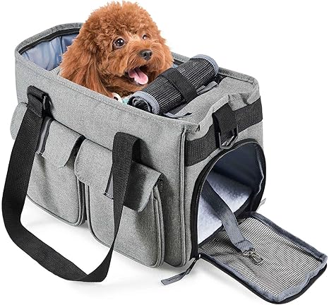 Happy Hachi Sac De Transport Chat Chien Chaton Chiot Sac à Main Avec Bandoulière Pour Voyage En Train Voiture Avion Transporteur Portable Avec Cousson