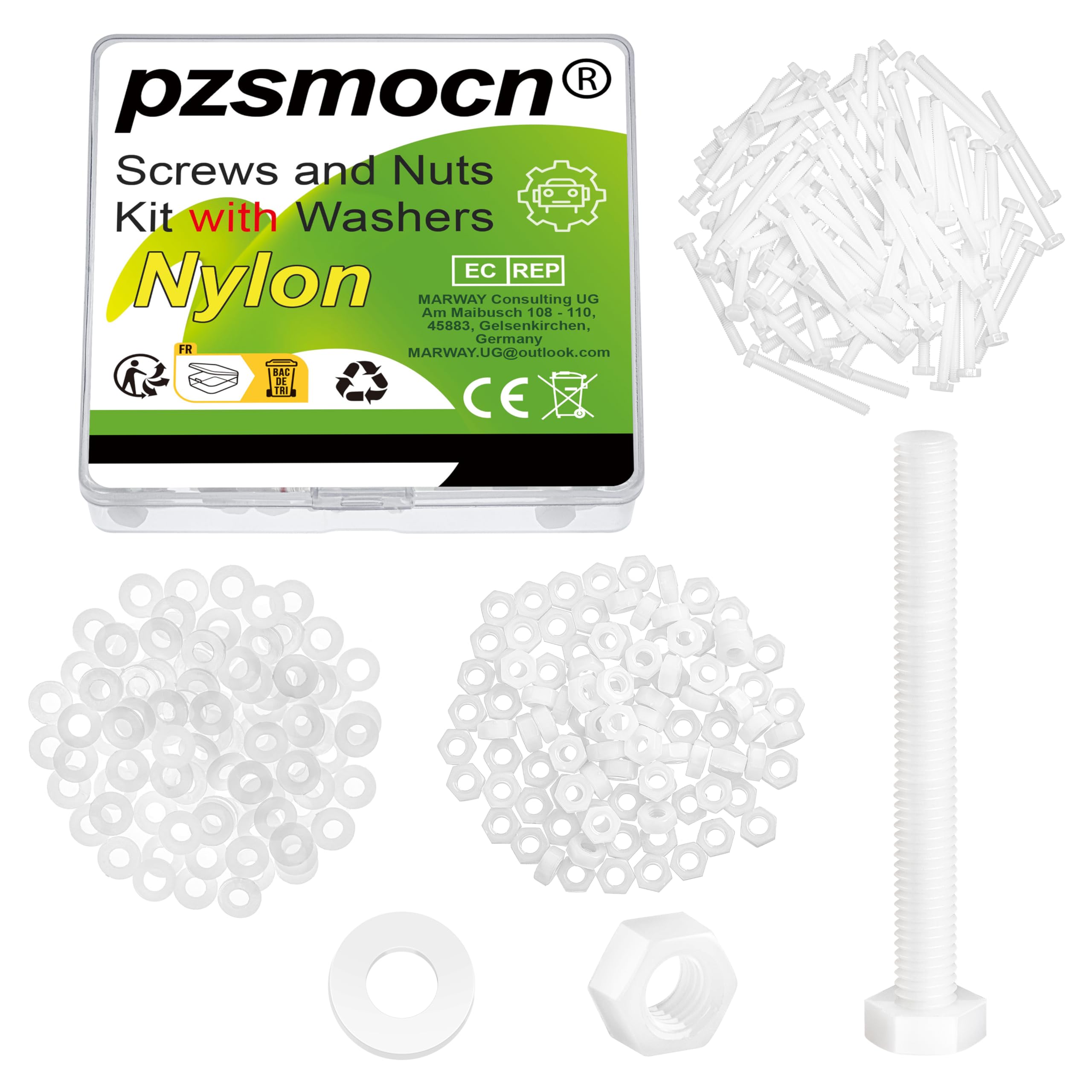 Pzsmocn 240 Pieces/80 Sets M4*40 mm Plastic White