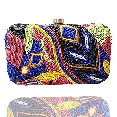 Unibrand Womens Clutch Colourful Leaves Designer Handmade Box Clutch by The Indian Handicraft Store (With Freebie)
