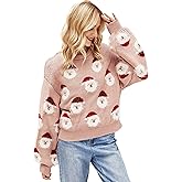 VOROFY Ugly Christmas Sweater Women Funny Santa Xmas Cute Snowflake Holiday Party Knitted Pullover Tops