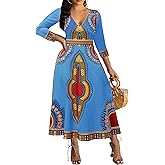 African Long Dresses for Women Elegant Church Dresses Print Maxi Dress High Waist Cocktail Bohemian Vintage Party Outfits