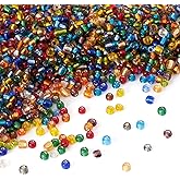 Craftdady 6/0 Glass Seed Beads 4mm About 4500Pcs Transparent Silver Lined Small Round Pony Loose Spacer Beads Random Mixed Colors for Jewelry Making Hole: 1.5mm